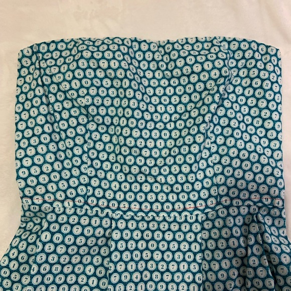 Retro strapless dress, teal number print, size S - Picture 5 of 7